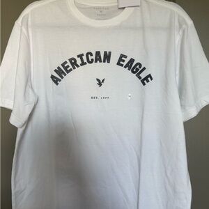 American Eagle Outfitters White Tee with Black Logo